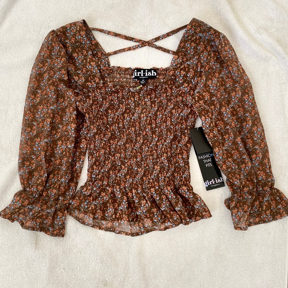 Smocked Floral Top
